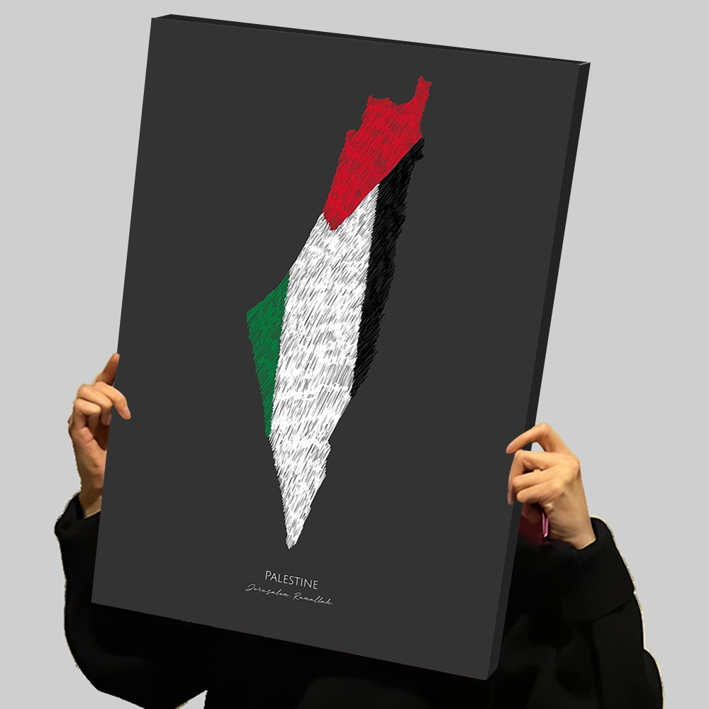 Custom Map Poster - PALESTINE FLAG LINE Map Prints Poster