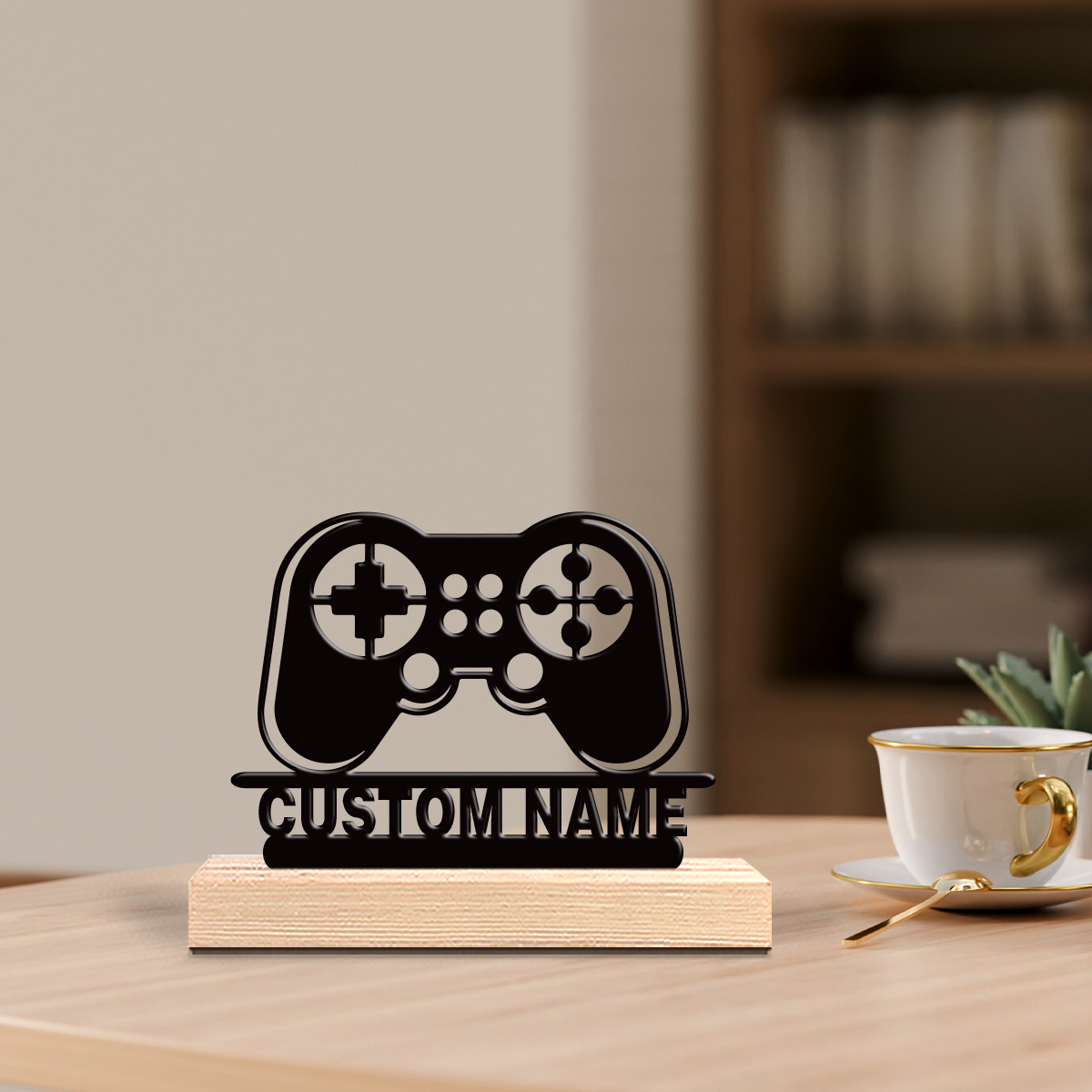 Engraved Wood Frame - 1pc Personalized Custom Game controller Metal