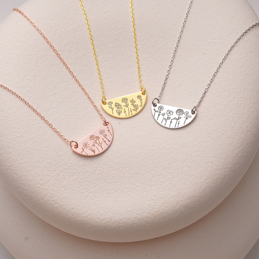 Custom Birth Month Flower Neck - Birth Flower Necklace 评论和价格