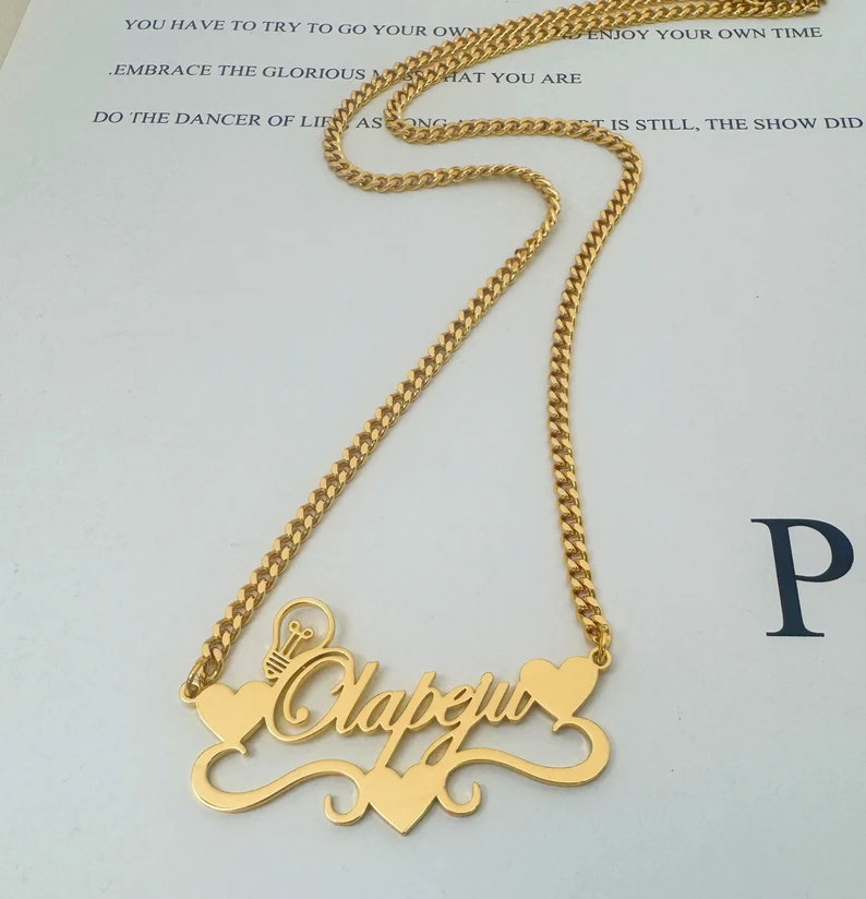 Handcrafted Gold Color Name Ne - Name Necklace Custom 评论和价格