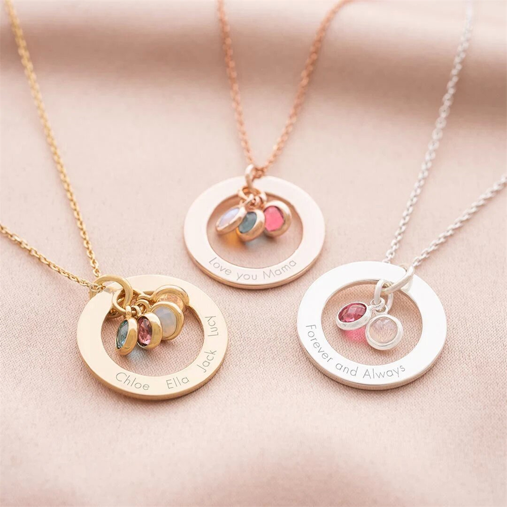 Custom Birthstone Eternal Ring - Birth Flower Necklace 评论和价格