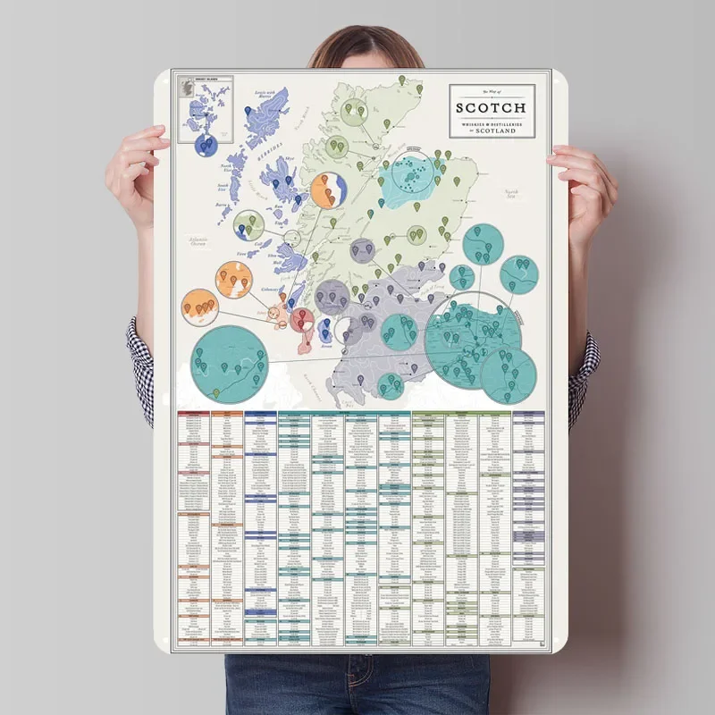 Whiskies of Scotland Poster Ma - Custom Map Poster 评论和价格