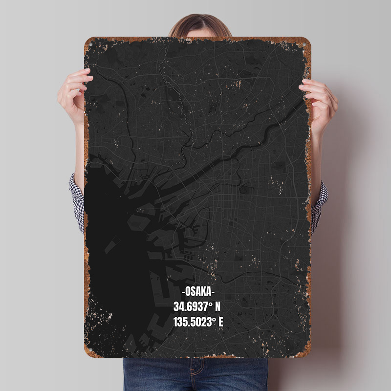 Osaka City Map Tinplate Poster - Custom Map Poster 评论和价格