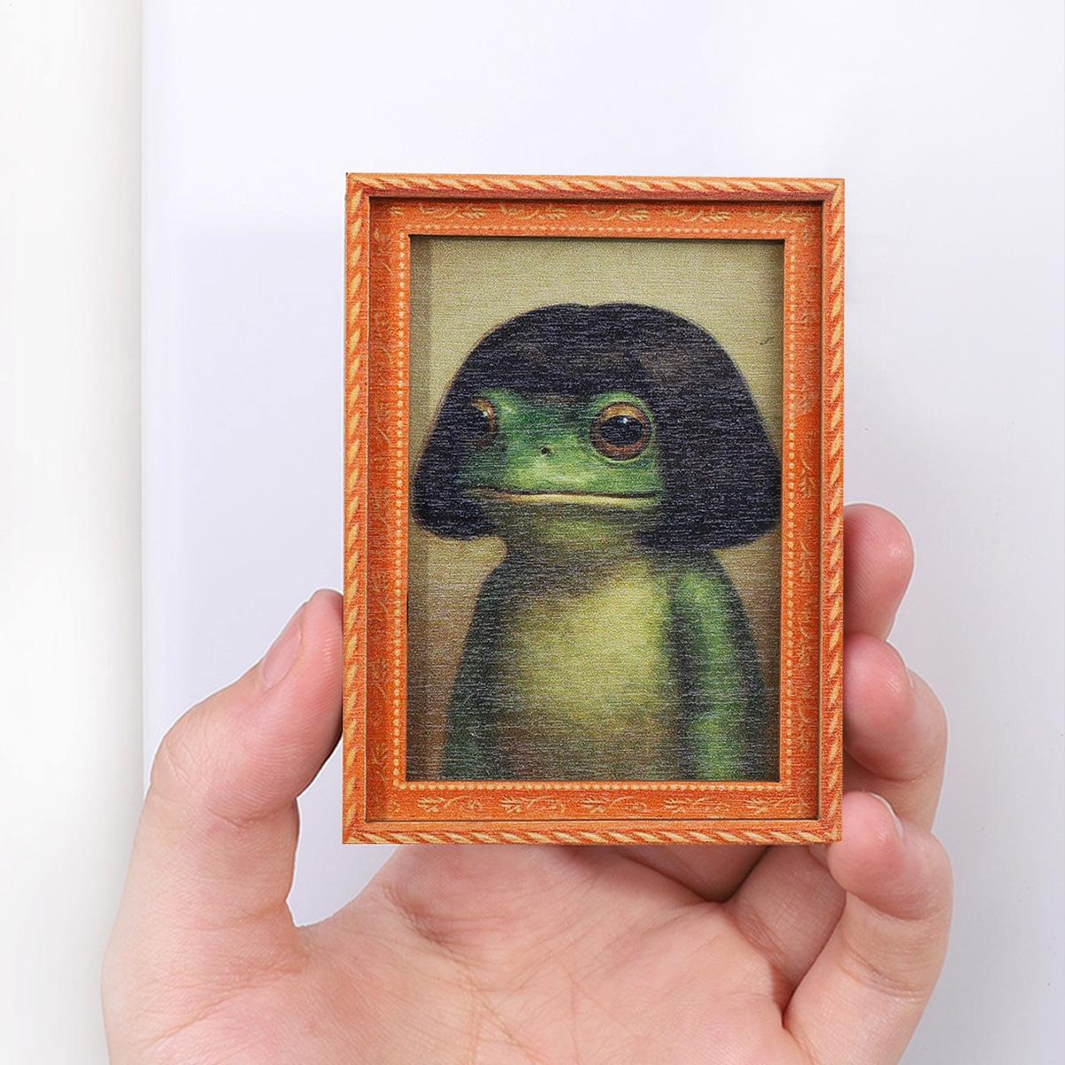 Frog Magnets Wood Ornament Art - Engraved Wood Frame 评论和价格
