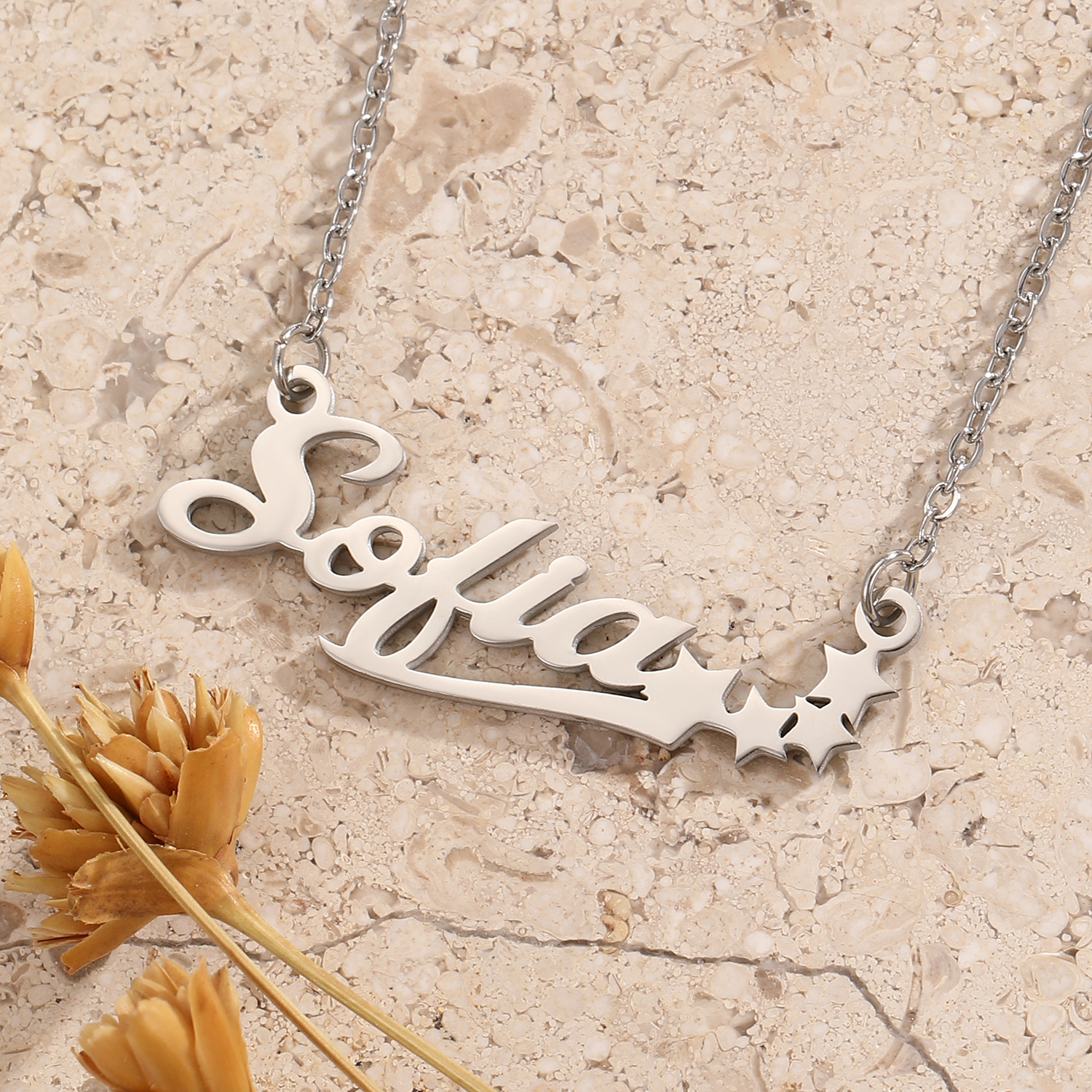 Stainless Steel Star Letter Pe - Name Necklace Custom 评论和价格