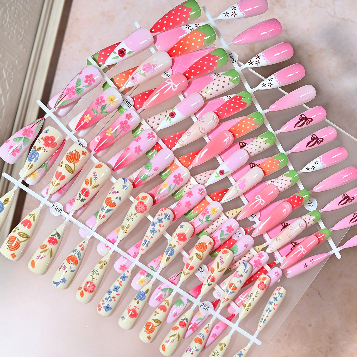 120Pcs Long Almond Press On Na - Pressed Flower Art 评论和价格