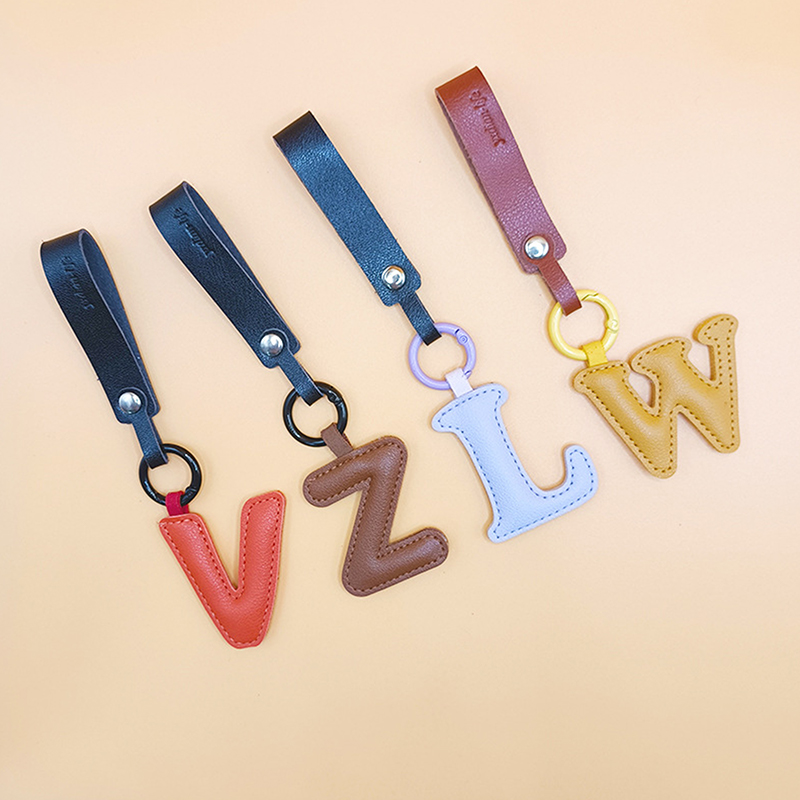 A To Z PU Leather Initial Lett - Monogram Keychain Leather 评论和价格