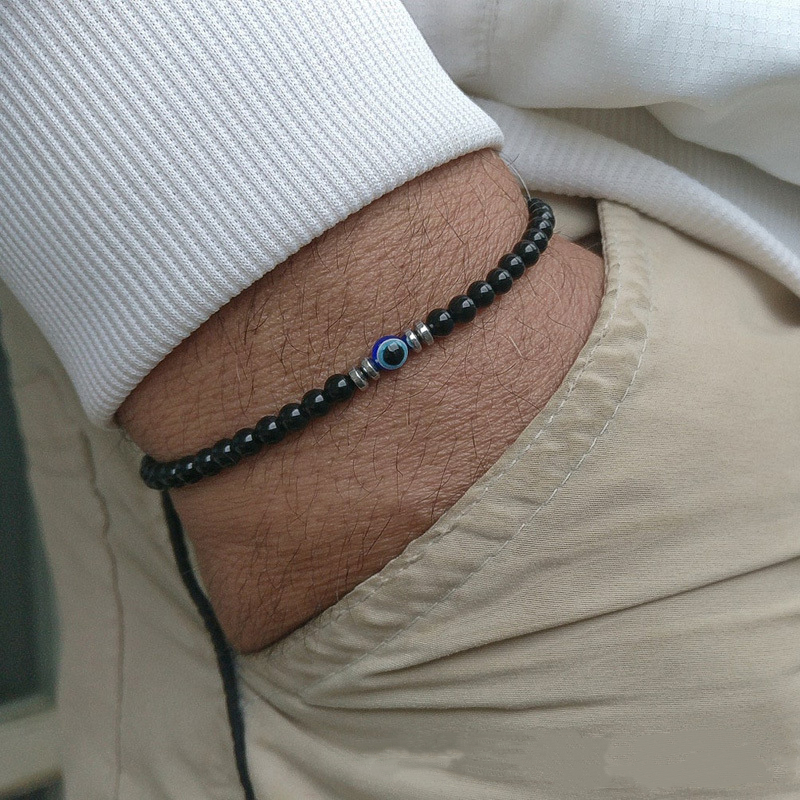 Trendy 4mm Obsidian Hematite N - Coordinates Bracelet 评论和价格