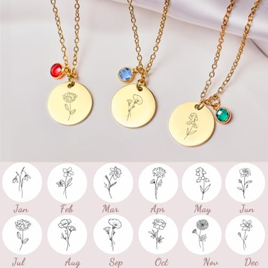 Birth Flower Necklaces for Wom - Birth Flower Necklace 评论和价格