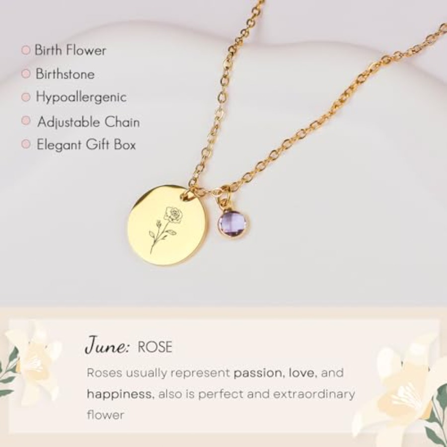 Birth Flower Necklaces for Wom - Birth Flower Necklace 评论和价格