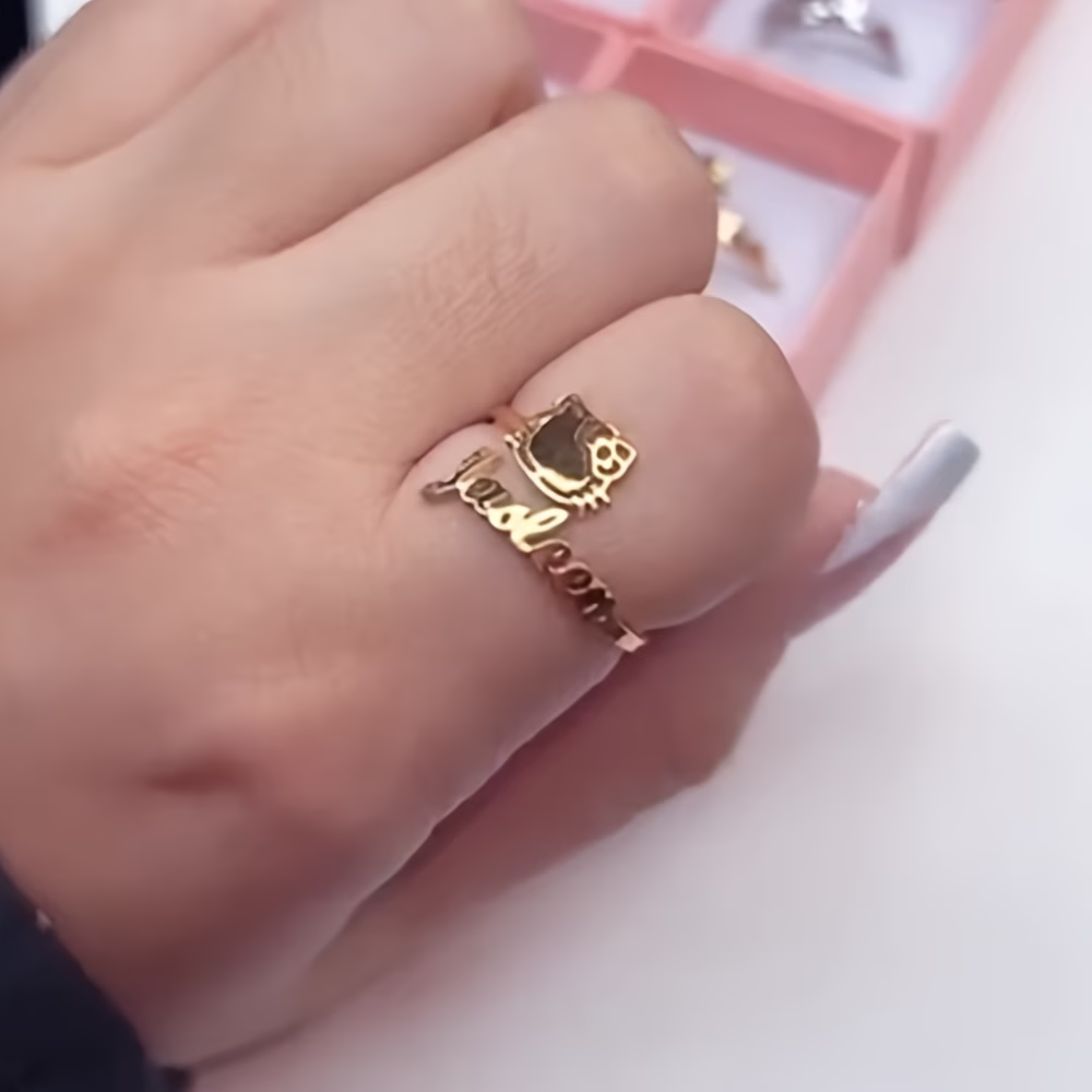 Custom Bow Hello Kitty Name Ad - Initial Ring Custom 评论和价格