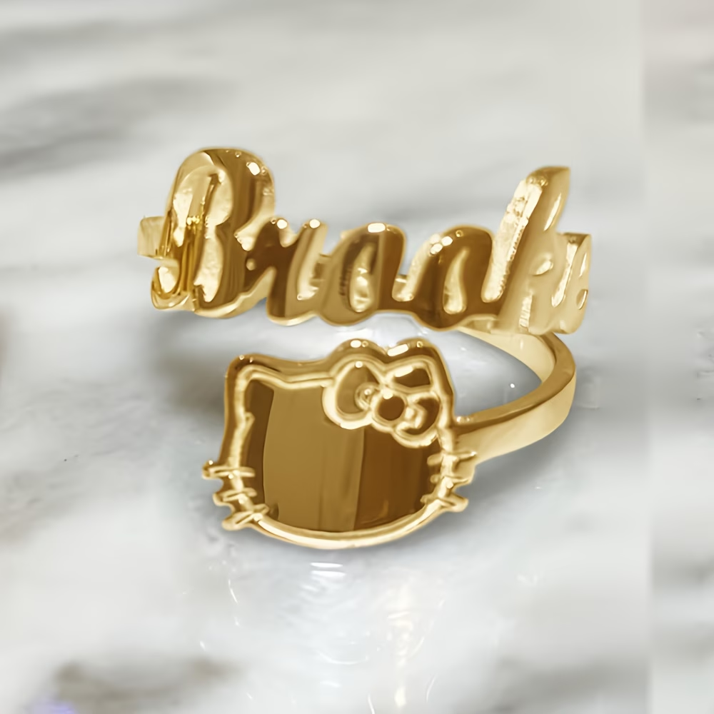 Custom Bow Hello Kitty Name Ad - Initial Ring Custom 评论和价格