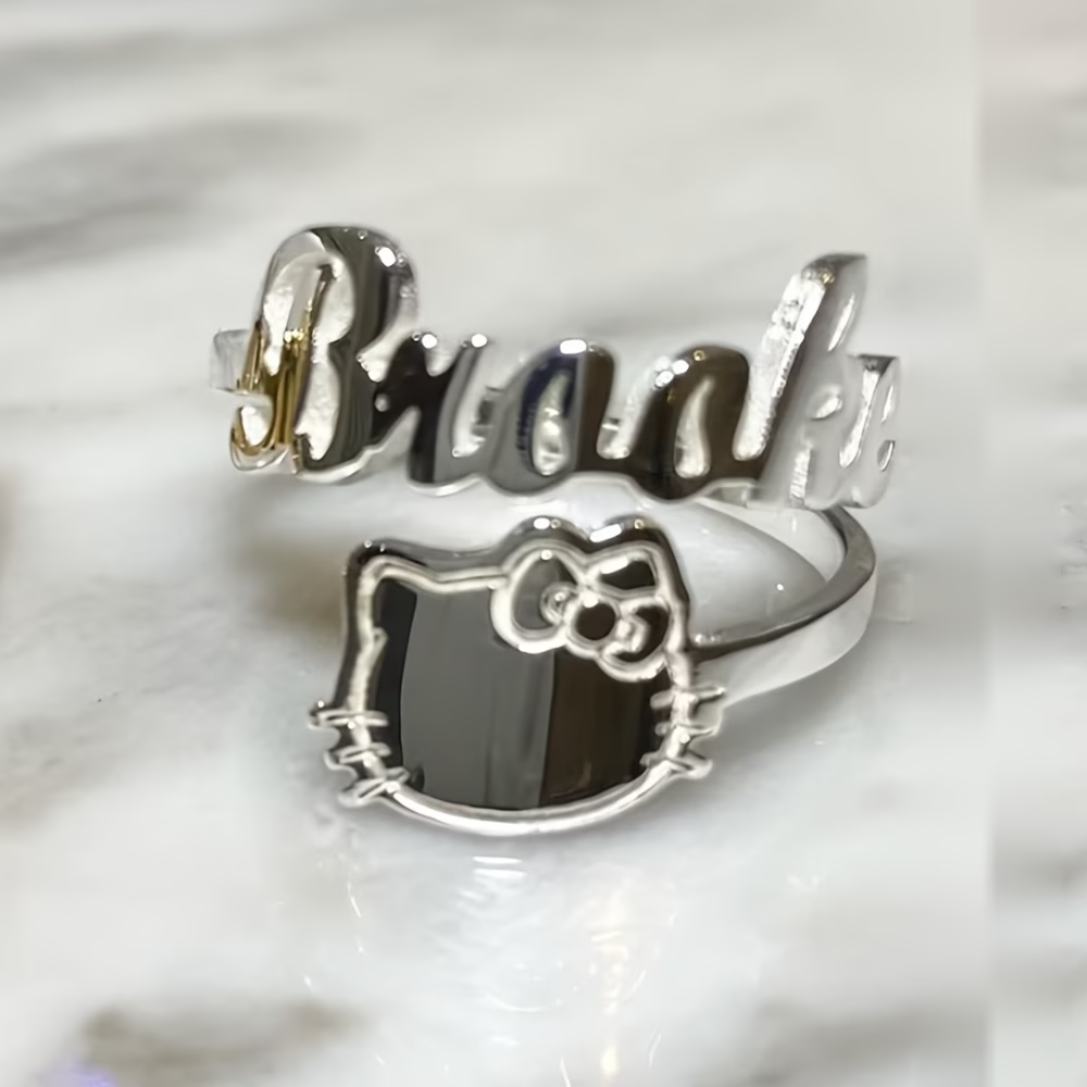 Custom Bow Hello Kitty Name Ad - Initial Ring Custom 评论和价格